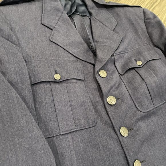 Vintage 1950s Men’s Officer USAF Blue Wool Coat Air Force Dress Jacket Size 40L - Picture 6 of 13